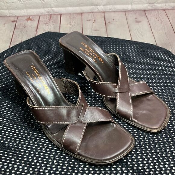 DONALD j. PLINER chocolate brown leather slide sandals 8.5 - Picture 4 of 12
